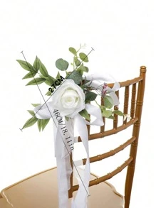 Set Of 6 Wedding Aisle Decorations Pew Flowers For Wedding Ceremony Party Chair Decor With Artificial Flowers Eucalyptus And Ribbons Best Gifts,Wedding Decor,Home Decor ,Room Decor Party Favors Bride Birthday Graduation Birthday Decorations Party Decorations Bachelorette