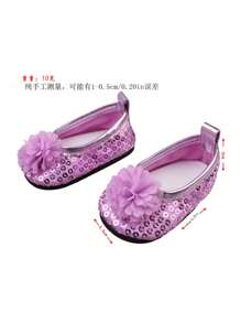 1 par de zapatos de muñeca de 18 pulgadas, accesorio de muñeca de alta calidad para cambiar de ropa - zapatos de flores grandes - Ver 2