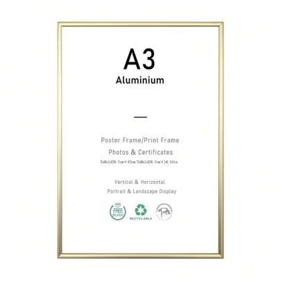 1pc 5 Inch Half Round Golden Aluminum Alloy Picture Frame, 1pc Classic Gold Aluminum Alloy Rectangle Picture Frame (both Can Be Placed Or Hung)