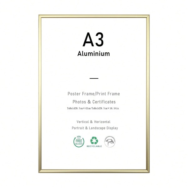 1pc 5 Inch Half Round Golden Aluminum Alloy Picture Frame, 1pc Classic Gold Aluminum Alloy Rectangle Picture Frame (both Can Be Placed Or Hung)