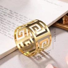 6 cái Khách sạn Nhẫn Khăn Ăn , Kim loại Thiết kế rỗng Với Chinese Mẫu Cho đám cưới Yến tiệc Và Bữa tối Bàn Đồ trang trí - gói vàng 6 - Xem 7
