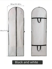 1个带提手的婚纱礼服防尘袋，防潮衣橱悬挂式服装袋，适用于长裙和西装，加厚PEVA材质，适合学校、办公室、家庭、旅行、收纳整理等场合。 - 白色 - 查看 2