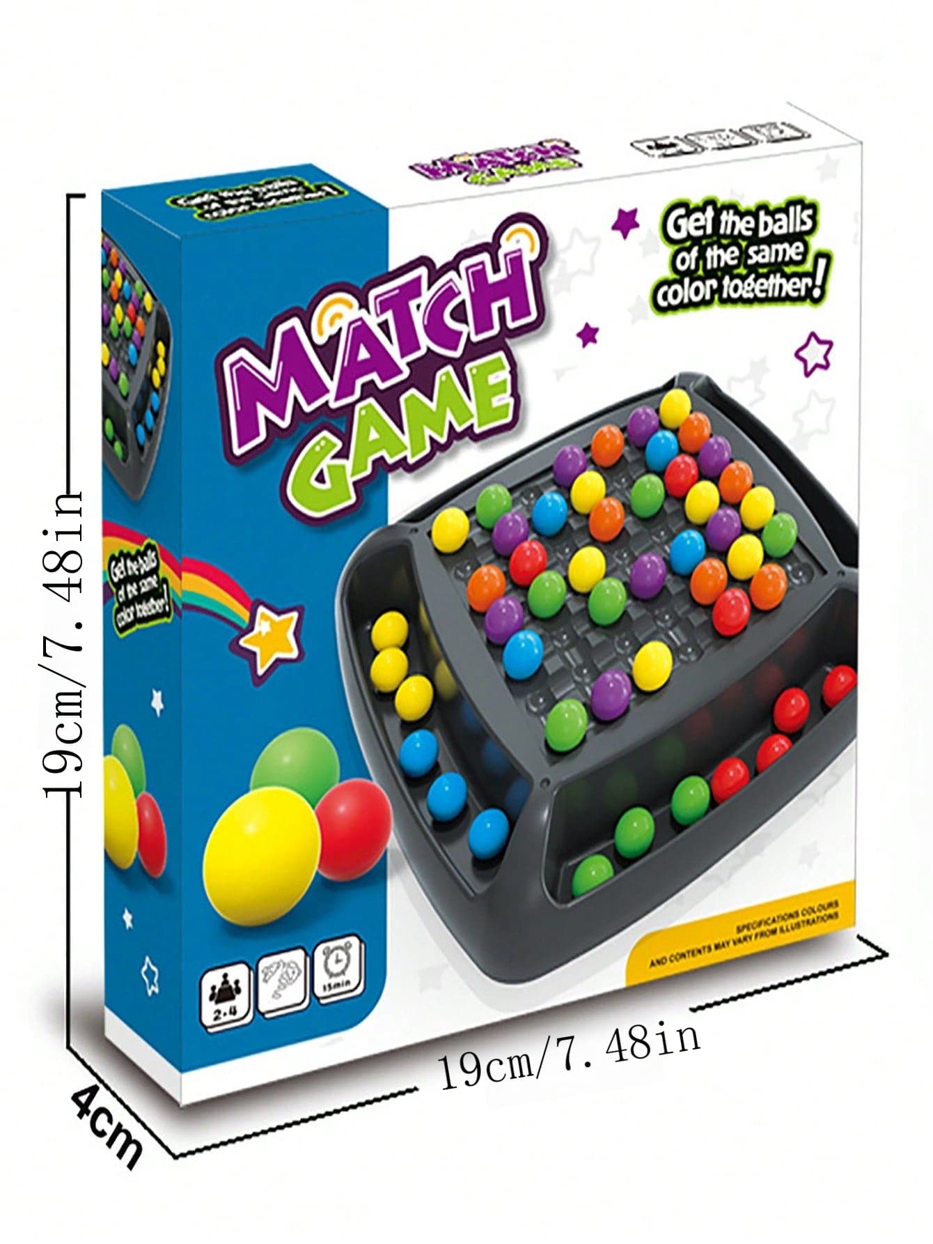 加厚版彩虹糖果粉碎或五子棋兩/四人辦公室決戰遊戲，家庭派對戶外玩具戰役（1遊戲板+48顆珠子） - 彩色 - 查看 1