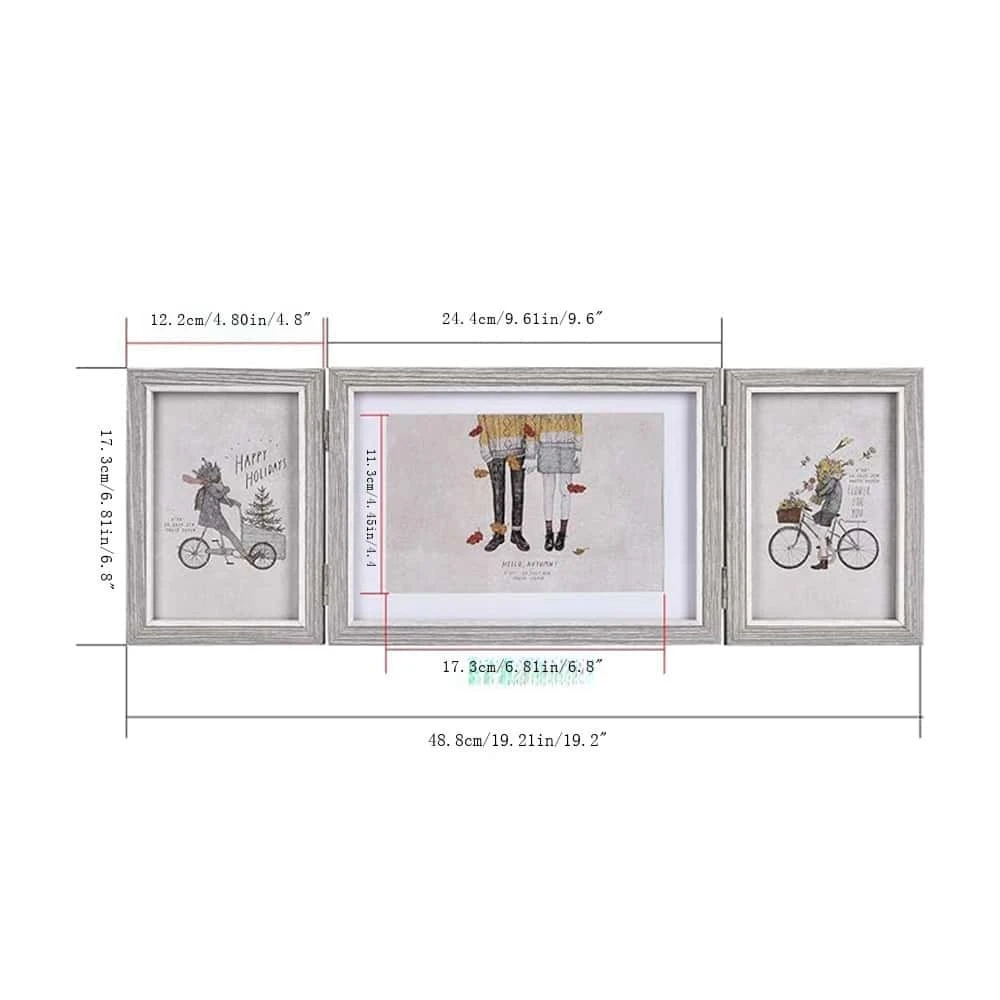 Three Picture Frames Triple Hinged Picture Frame Display 4x6 And 5x7