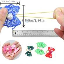 20入組/50入組/100入組五彩隨機寵物毛結蝴蝶結頭飾花型配件，適用於狗和貓，公主風格頭飾 - 彩色 - 查看 8