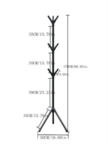 1pc Three-Pronged Thickened Vertical Clothes And Hats Rack, Bag And Hat Organizer Light Luxury Coat Rack, Simple Floor-Standing Coat Rack - Black - View 5