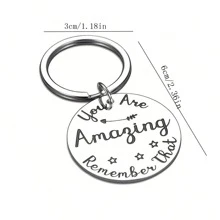 1個不銹鋼鑰匙扣/鎖匙扣,新款時尚簡約設計禮物,適用於節日和特殊場合贈送給朋友、同事和愛人（情人節、週年紀念、生日、畢業） - 銀色 - 查看 5