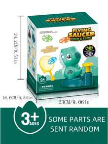 Dinosaur Themed Disc-Shooting Toy With 2 Catching Nets, 8 Discs (Including 2 Glow-In-The-Dark Discs), Eye Protector Included, Random Color Style Delivery - Green - View 1