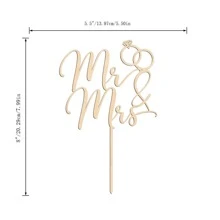 先生和夫人婚礼蛋糕装饰 木制蛋糕装饰，圣诞节 - 木質 (款式A) - 查看 2