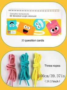 Children's Wooden Bead Stringing Toy With Lacing Cord, Montessori Learning Tool For Sensory Training, Hand-Eye Coordination, Cognitive Development, And Logic Thinking - Navy Blue - View 9