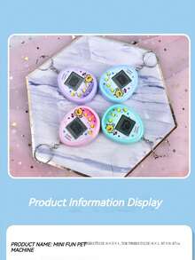 1pc Four-Color Plastic Electronic Pet Game Machine With Keychain, Virtual Pet Game Console - Multicolor - View 3