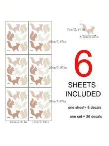 Pegatina De Ardilla De Dibujos Animados Para Habitación De Niños, Decoración De Jardín De Infantes, Autoadhesiva - Caqui - Ver 5