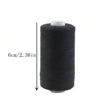 1000碼縫紉線聚酯線黑白縫紉線強度高且耐用diy手工縫紉 - 黑與白 - 查看 6