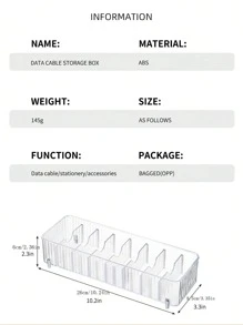 1入組冰川圖案透明abs材料多功能收納盒,帶可調節分隔器,適用於現代風格的化妝品、珠寶、數據線整理 - 透明分格整理盒 - 查看 3