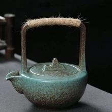 A High-End Ceramic Gungfu Tea Pot With Lifted Handle For Brewing Tea, Suitable For Home, Office And Leisure Places - Green - View 6