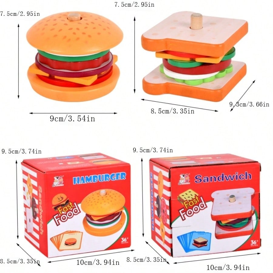 Chiyyak Juego de accesorios de cocina de juguete de comida rápida de madera, juego de accesorios de cocina, hamburguesas educativas realistas para niños, con bandeja, bebida y pollo Chiyyak Juego de accesorios de cocina de juguete de comida rápida de madera, juego de accesorios de cocina, hamburguesas educativas realistas para niños, con bandeja, bebida y pollo