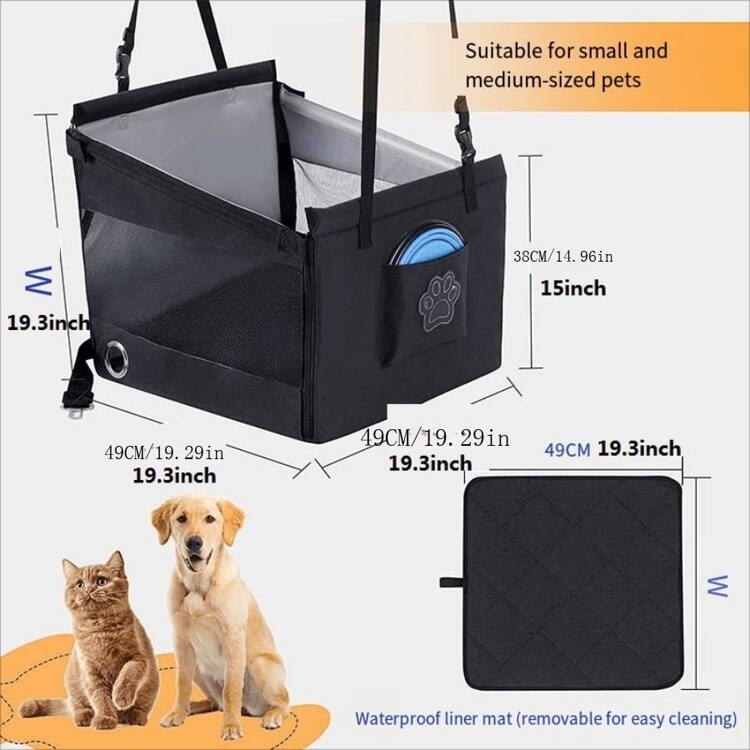 Large New Car Seat Pet Carrier / Cat Cage / Foldable Dog Carrying Bag With Breathable Mesh & Barrier Net - Black - View 2