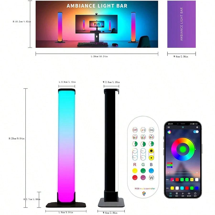 2 Peças Barra De Luz Led, Barra De Luz Led Inteligente Rgb Com Modos De ...