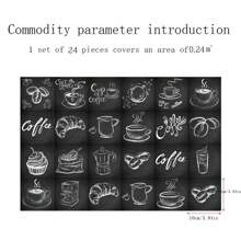 24 Stück Vintage Kreidetafel-Stil Keramik Fliesenaufkleber, selbstklebend, wasserfest, abnehmbar, für Küche, Bad, Schlafzimmer, Heimdekoration, Aufkleber, Wandtattoo, Vinyl-Aufkleber für Heimdekoration, Frühlingsdekoration zum Auffrischen Ihres Zuhauses, Rama Dekorationsaufkleber, Geschenke zu Geburtstag und Abschluss