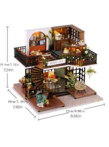 CUTE ROOM 3D 拼图玩具礼物，模型建筑工具自组装家庭玩具屋，小型家庭工具创意卧室装饰家具，适合青少年、男性和成人，森林茶馆房间装饰 - 叢林麼麼茶 - 查看 6