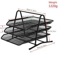 1pc Three-Tier Metallic File Tray Organizer, A4 Size, For Office Desk Storage - Black - View 7