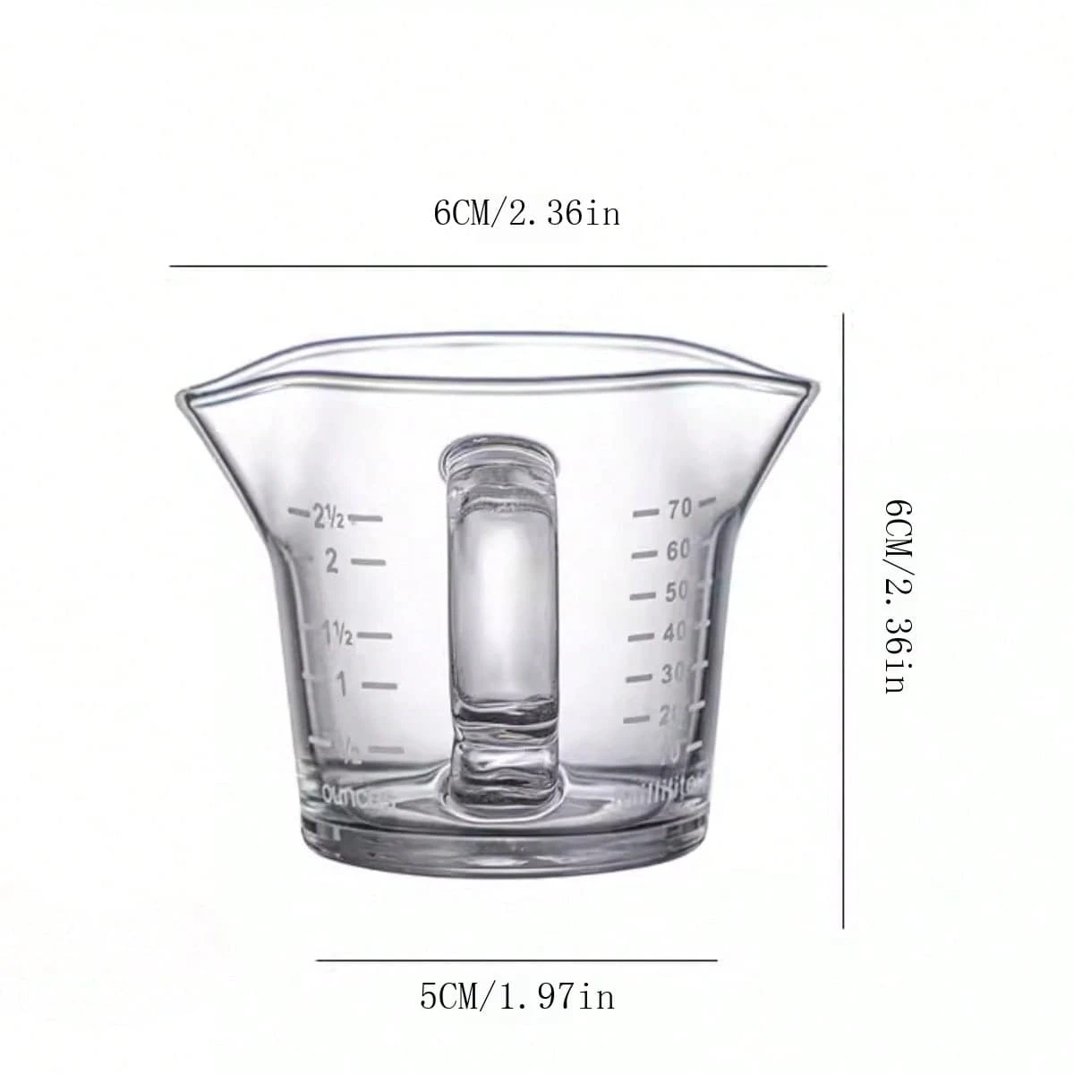 Thick Glass Double Spout Milk Frother Pitcher With Scale, Mini Glass