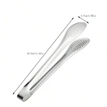 1pc Stainless Steel Food Tongs, Kitchen Bbq Buffet Salad Meat Bread Tongs For Commercial Use - Silver - View 5