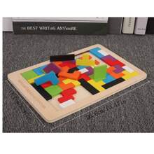 1入俄羅斯木製拼圖遊戲，適合送給同學和朋友作為生日禮物，休閒時間的積木拼圖遊戲 - 多色 - 查看 2