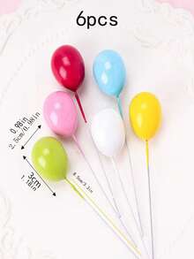 6入組色彩繽紛的氣泡形泡沫蛋糕裝飾,適用於生日派對蛋糕 - 彩色 - 查看 4