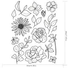 Sunflower Leaf Clear Stamp Making Card, DIY Photo Scrapbook Card Album, Wild Chrysanthemum Background Scrapbook Rubber Stamp. - White - View 2
