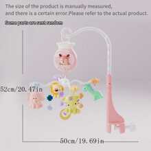 مجموعة جرس سرير أطفال وردي، شكل كرتوني، دوار كهربائي مع الضوء والموسيقى، جرس سرير موسيقي دوار كهربائي من كارتون ديرليت مناسب للاستخدام اليومي، يتم إرسال بعض الأجزاء بشكل عشوائي