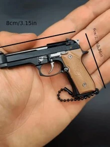 Llavero de pistola de juguete modelo simulado de metal, accesorio desmontable para pistola de metal, ornamento de llavero de pistola de juguete, accesorio de pistola de juguete - Negro - Ver 3