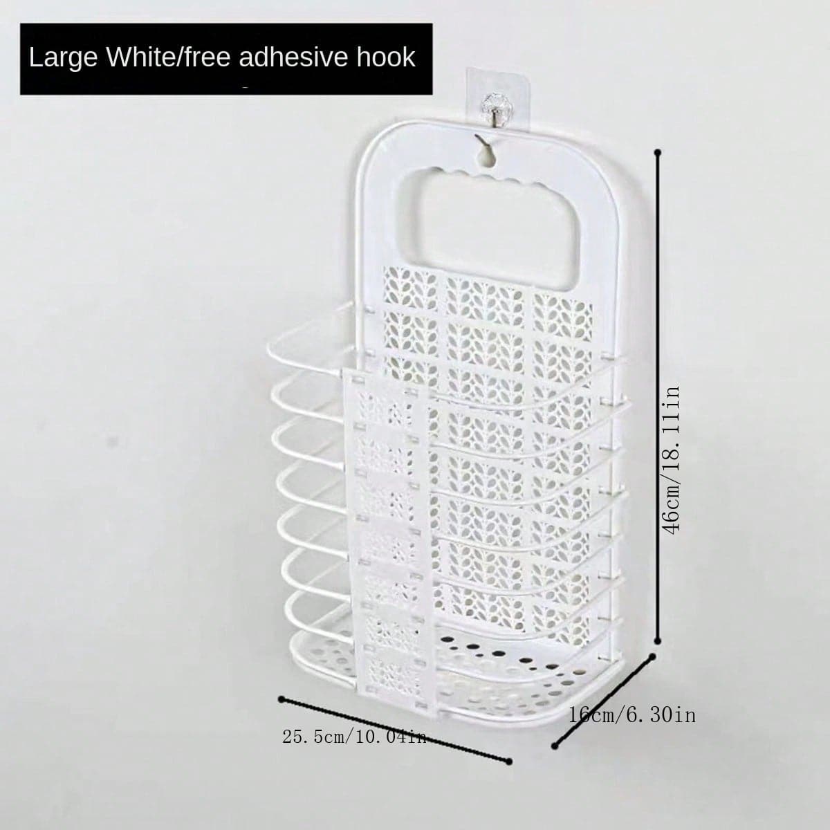 Foldable Hanging Wall-Mounted Plastic Laundry Basket Without Drilling