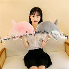 多色42cm / 16.54in海豚毛絨玩具,可愛的填充動物娃娃枕頭,舒適柔軟,適合收藏,情人節和生日禮物 - 彩色 - 查看 2