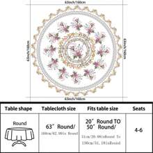 1 Piece Of Floral Patterned Circular Tablecloth With Waterproof Color Terrace Dining Table Cover, Simple And Elegant Floral Patterned , Curtain Head Cover, Multi-Purpose Towel, Backyard Barbecue Picnic Mat, 63 Inch Sunflower Tablecloth