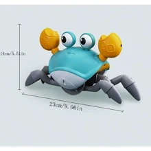 Christmas Decoration 1pc Crawling Crab Toy, Baby Tummy Time Toy, Interesting Interactive Dancing Walking Toy With Music & Sensory Crab For Infant Boys Girls Toddler Birthday Gift (Requires 3 AA Batteries, Not Included) School Supplies - Army Green - View 3