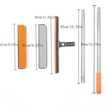3-In-1 Multi-Functional Glass Window Cleaner With Scraper And Brush, Cleaning Tool For Windows And Screens - Orange - View 5