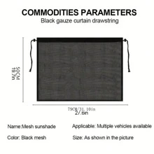 1pc  Car Curtains, Sun Protection Curtains, Car Anti-UV Sunshades, Sun Protection And Heat Insulation Curtains, Car Side Curtains, Universal - Black - View 3