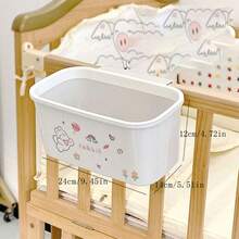 1pc Bedside Hanging Basket Baby Crib Organizer, Diaper Caddy Storage, Bed Fencing Hanging Storage Box - Grey - View 2