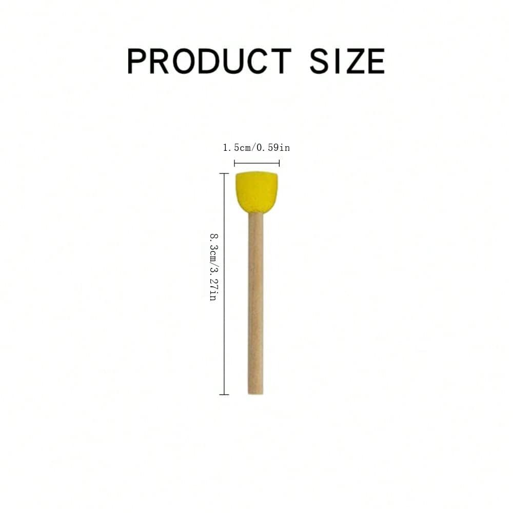 40pcs Round Sponge Paint Brushes With Wooden Handles For Kids Diy