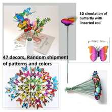 10pcs Colorful Butterfly Stakes, 3D Artificial Butterfly Decor, Garden & Patio Decor, Random Pattern - View 9