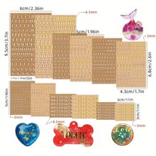 12 张树脂字母贴纸，剪贴簿小字母贴纸，金属字母数字贴纸，自粘，金色和银色，3 毫米和 4.5 毫米高 - 彩色 - 查看 4