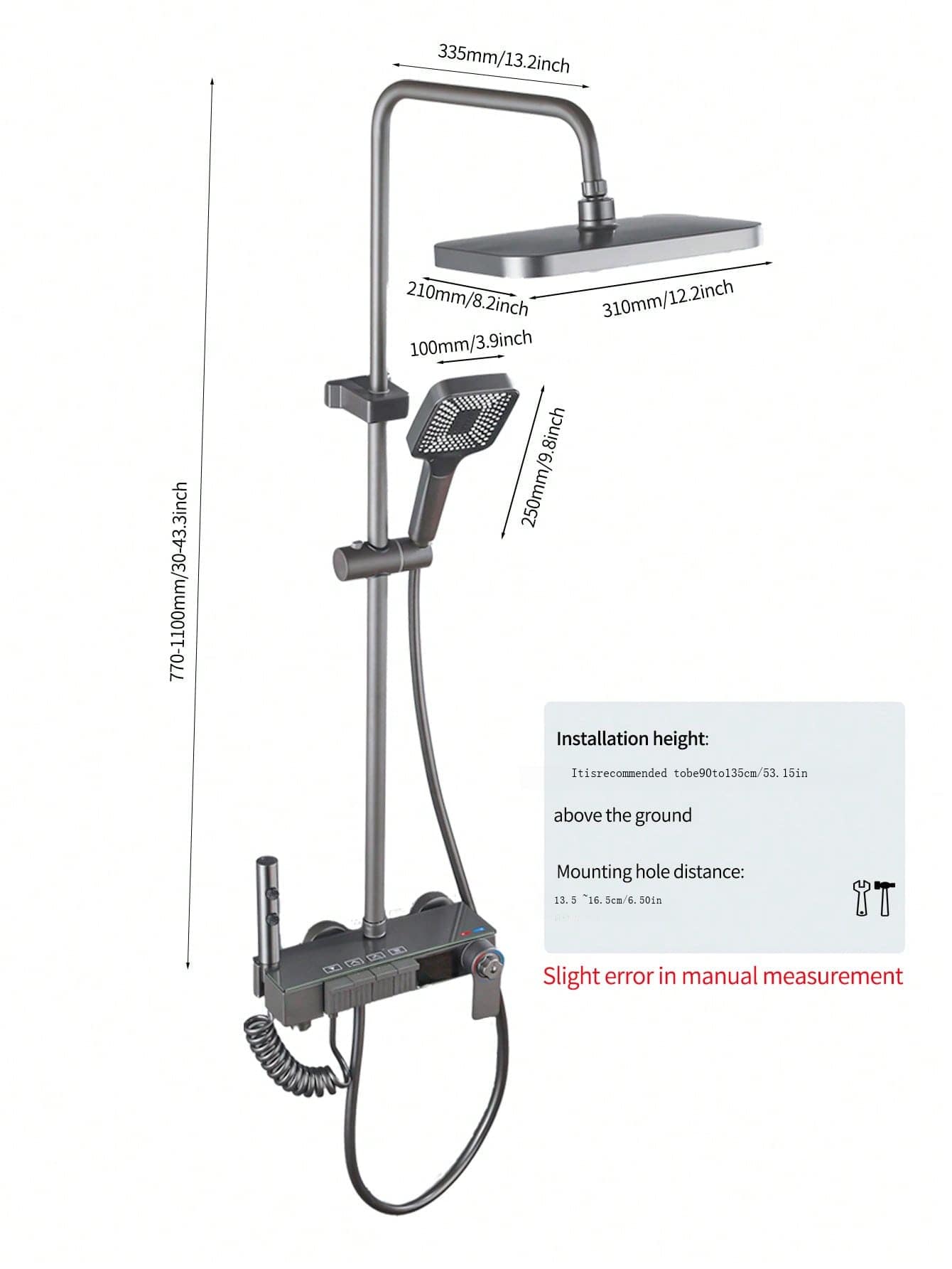 1 Set Bathroom Thermostatic Digital Display Intelligent Piano Key