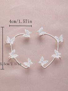 1對具有高雅感的時尚蝴蝶式耳環套,無需穿耳孔即可戴上,適用於女孩 - 銀色 - 查看 3