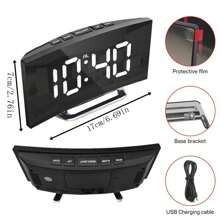 Digital Alarm Clock, Modern Curved Design Led Clock, Usb Powered Bedside Clock With Temperature And Humidity Display,Home Decor ,Room Decor Gifts Birthday Graduation