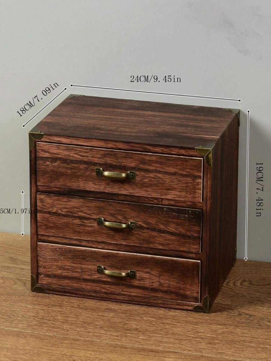 Wooden Vintage Storage Box With Glass Top And Cherry Blossom Design, 3