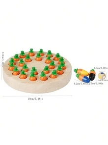 Children's Fun Board Game, Wooden Carrot Color Memory Chess Toy, Intelligence Game Toy, Parent-Child Interaction Game, Thinking Training Board Game - Apricot - View 7