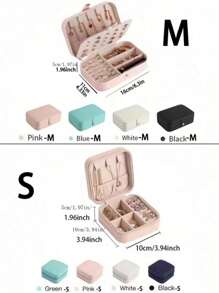 1入珠寶收納盒,珠寶整理盒,pu皮革禮品盒,適用於戒指,耳環,項鍊,手鍊,指甲油,化妝品,家居和旅行 - 彩色 - 查看 5