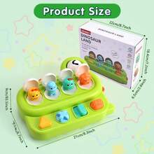 恐龍互動式彈出動物玩具，蒙特梭利因果關係玩具，男孩和女孩皆適用 - 彩色 - 查看 2