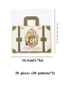 CANDY POETRY 20入組白色油墨貼紙套裝-花園綻放系列-透水印刷歐洲古堡主題貼紙,適用於耐水剪貼簿和日記裝飾 - 彩色 - 查看 2